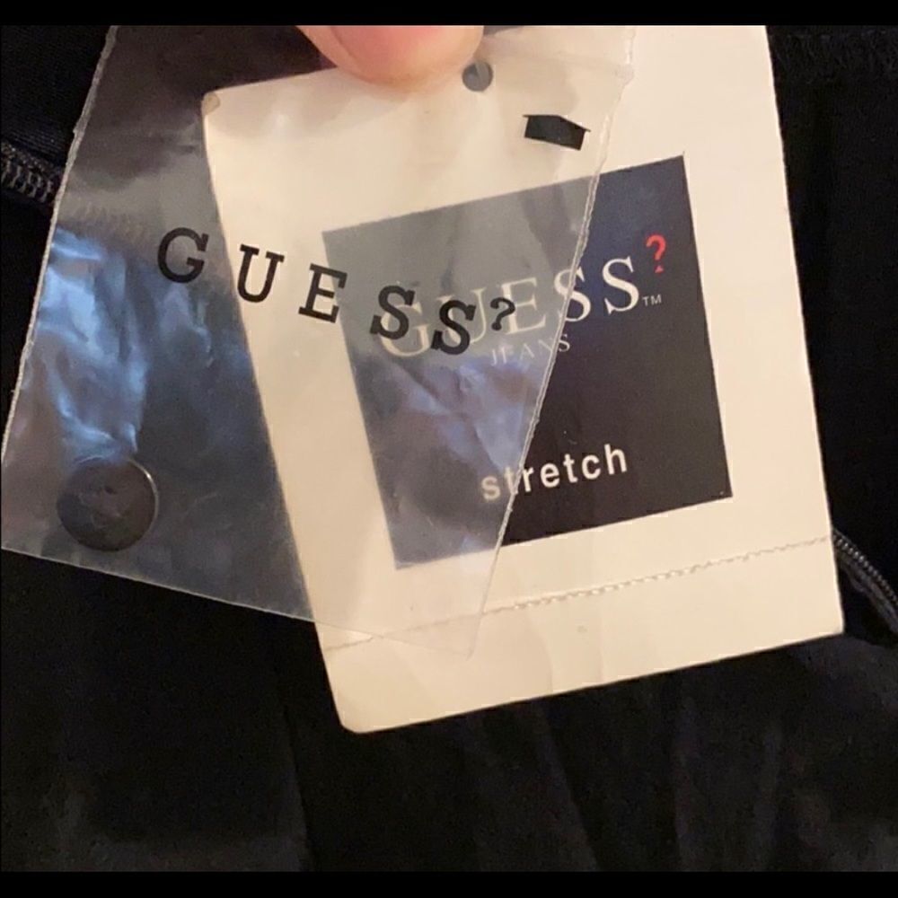 Guess Strapless Black Midi Dress Embroidered Hem Slit NWT Small - Picture 2 of 7